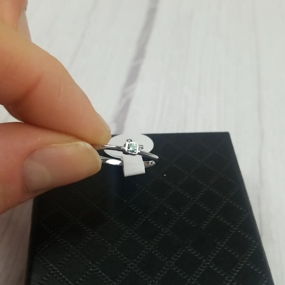 925 Silver Aqua Green Thin Ring Size 6 NWT